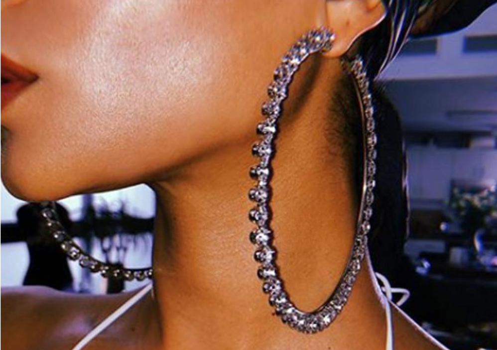 Diamond Pave Silver Hoops