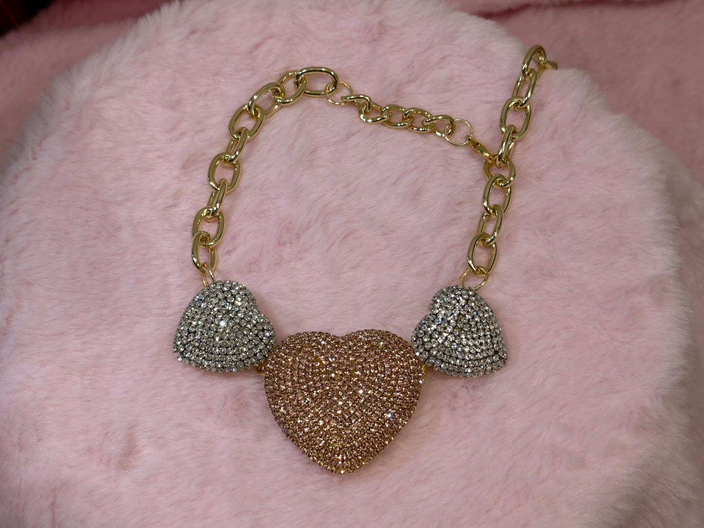 Triple Heartbeat Layered Gold Necklace.