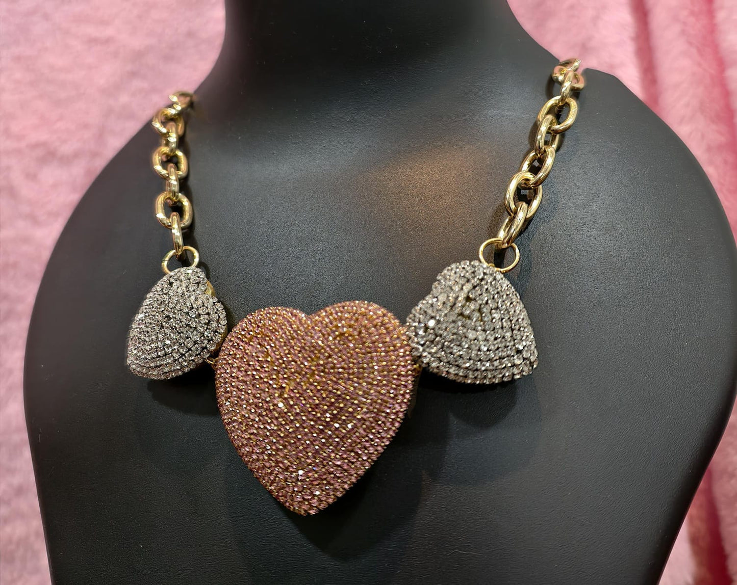 Triple Heartbeat Layered Gold Necklace.