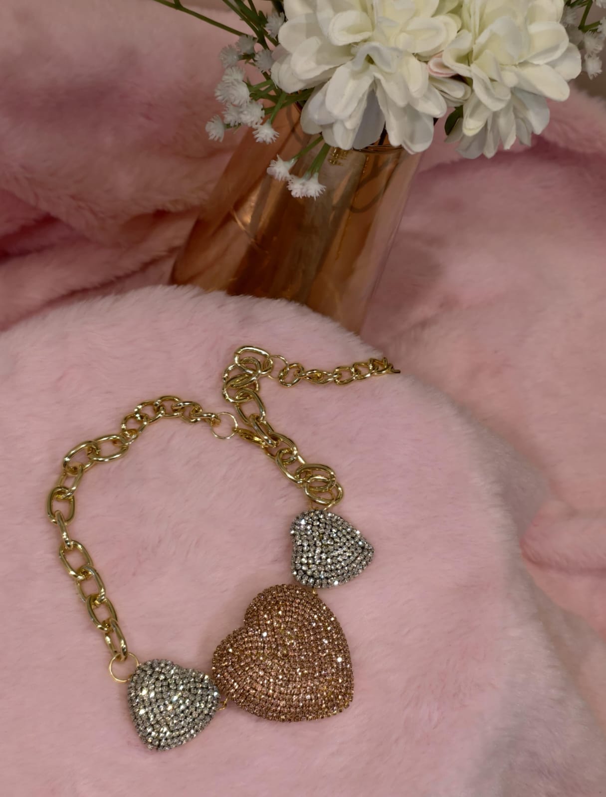 Triple Heartbeat Layered Gold Necklace.