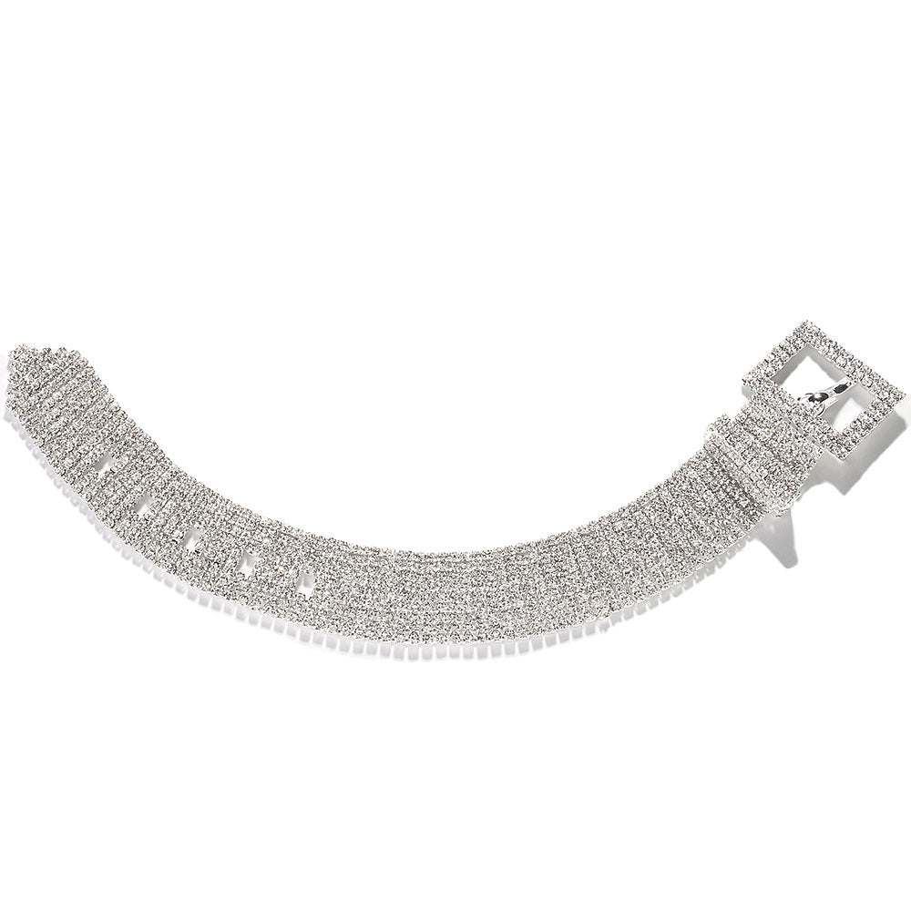 Diamond Fringe Statement Cuff – Rhinestone-Studded Bracelet with Cascading Sparkle