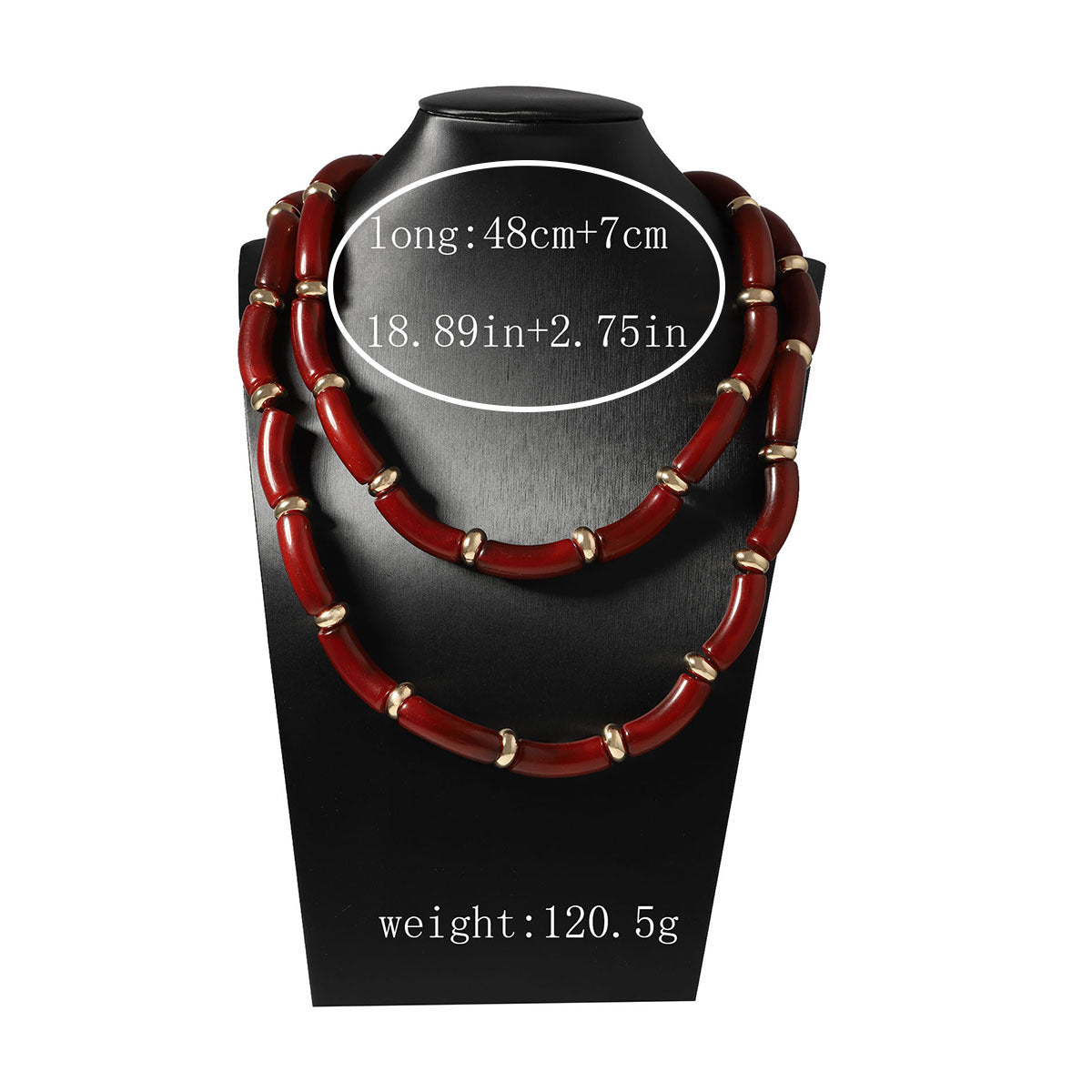 Crimson Heart Dual-Strand Necklace – Red Resin Beads with Gold Accents & Adjustable Clasp