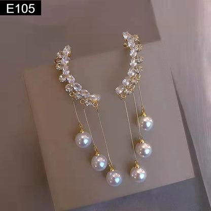 Crystal Cascade Pearl Drop Earrings