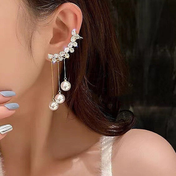 Crystal Cascade Pearl Drop Earrings