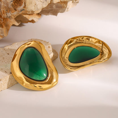 Emerald Gold stone Earrings