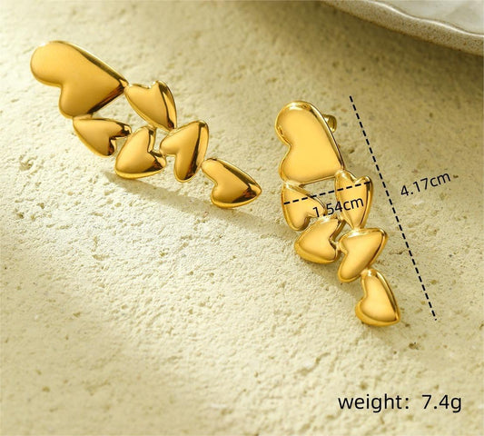 Hearty Earrings – Lightweight Cascading Studs for Everyday Romance & Pride