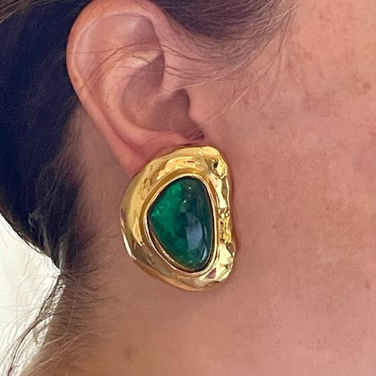 Emerald Flow Sculptural Earrings