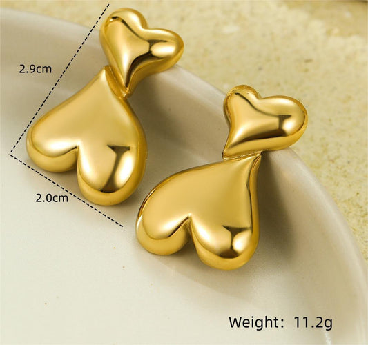 Yin Yan Heart Earrings – Lightweight Double Heart Studs for Everyday Love & Pride